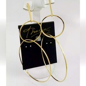 Thalia Sodi Extra Large Interlocking Drop Hoop Earrings Gold Tone